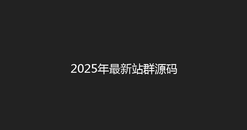 2025年最新站群源码 封面图